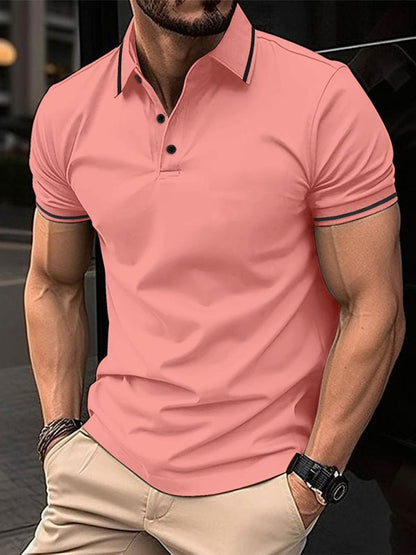 Men's Ribbed Collar Button-Up Polo Shirt - Kalizeh