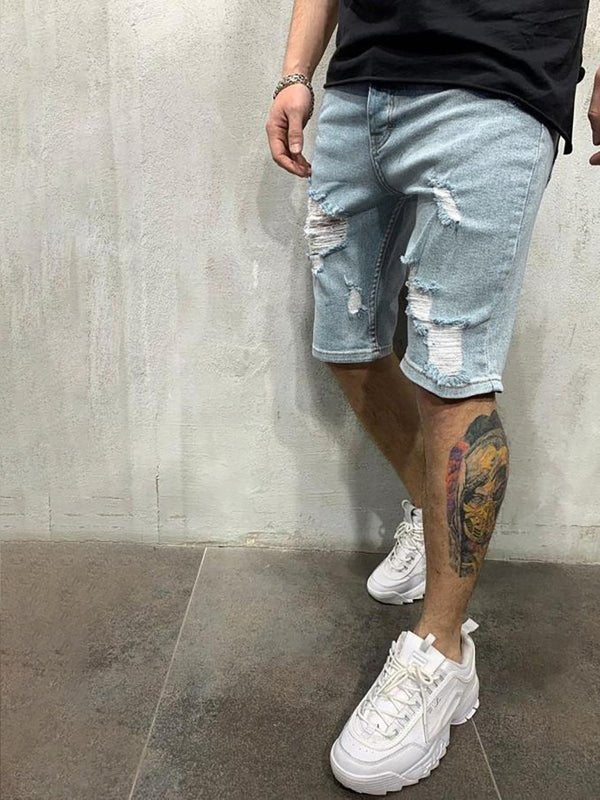 Men's Trendy Ripped Short Jeans - Kalizeh