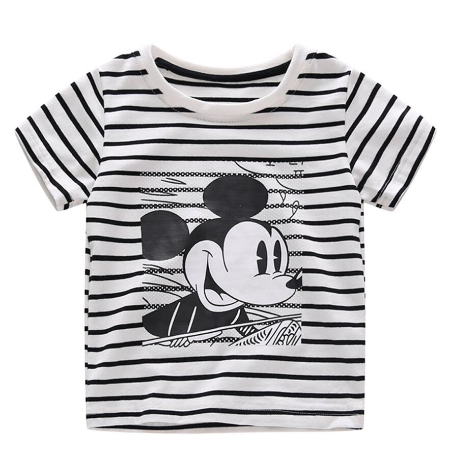 Mickey Mouse Striped T-Shirt and Denim Shorts Set - Kalizeh