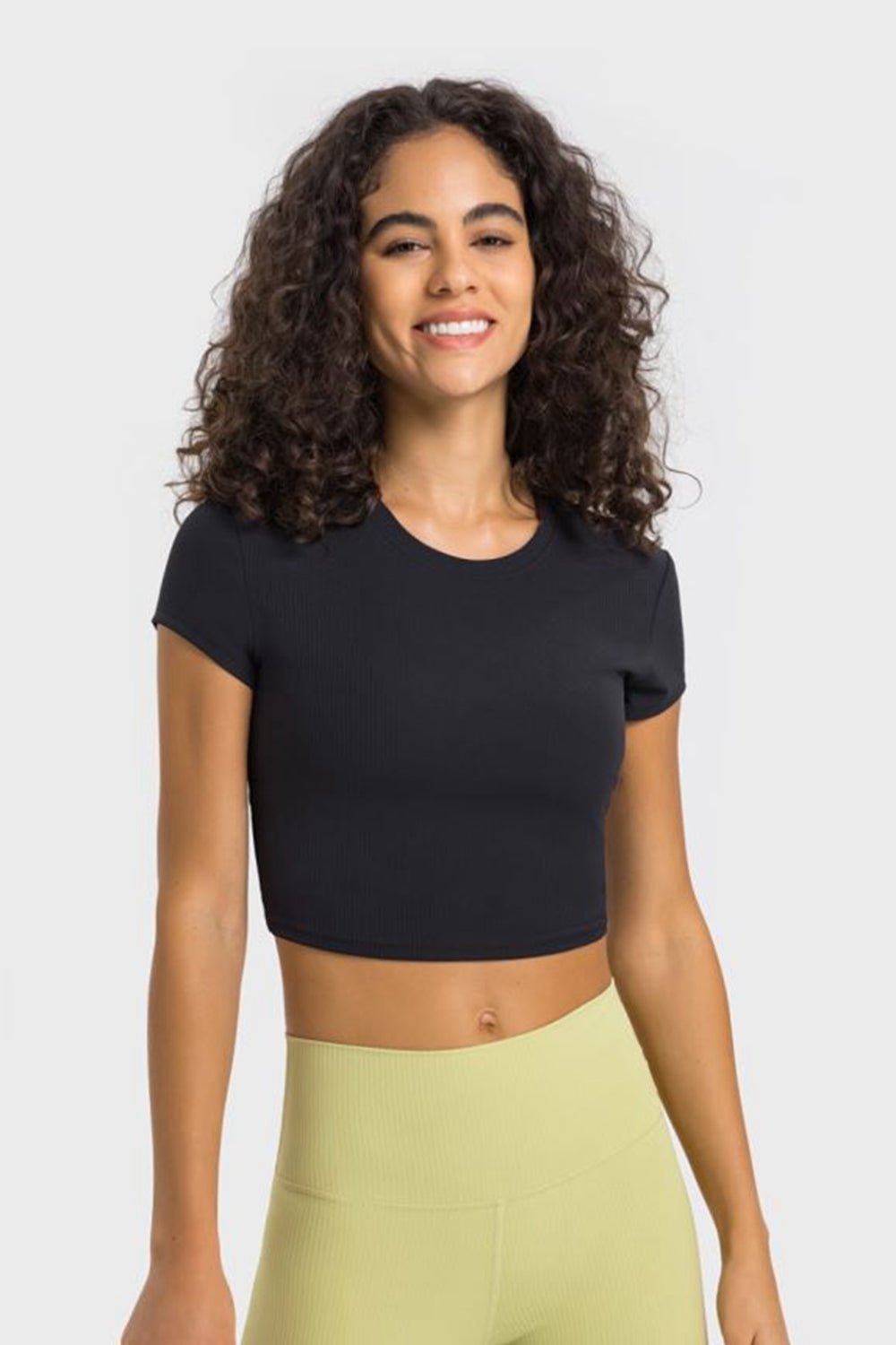 Modern Active Round Neck Cropped Sports T-Shirt - Kalizeh