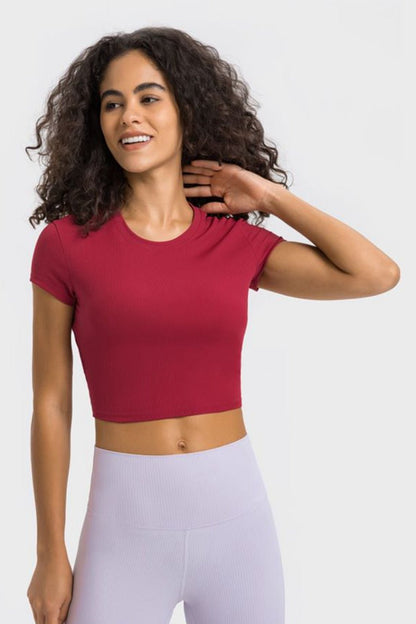 Modern Active Round Neck Cropped Sports T-Shirt - Kalizeh