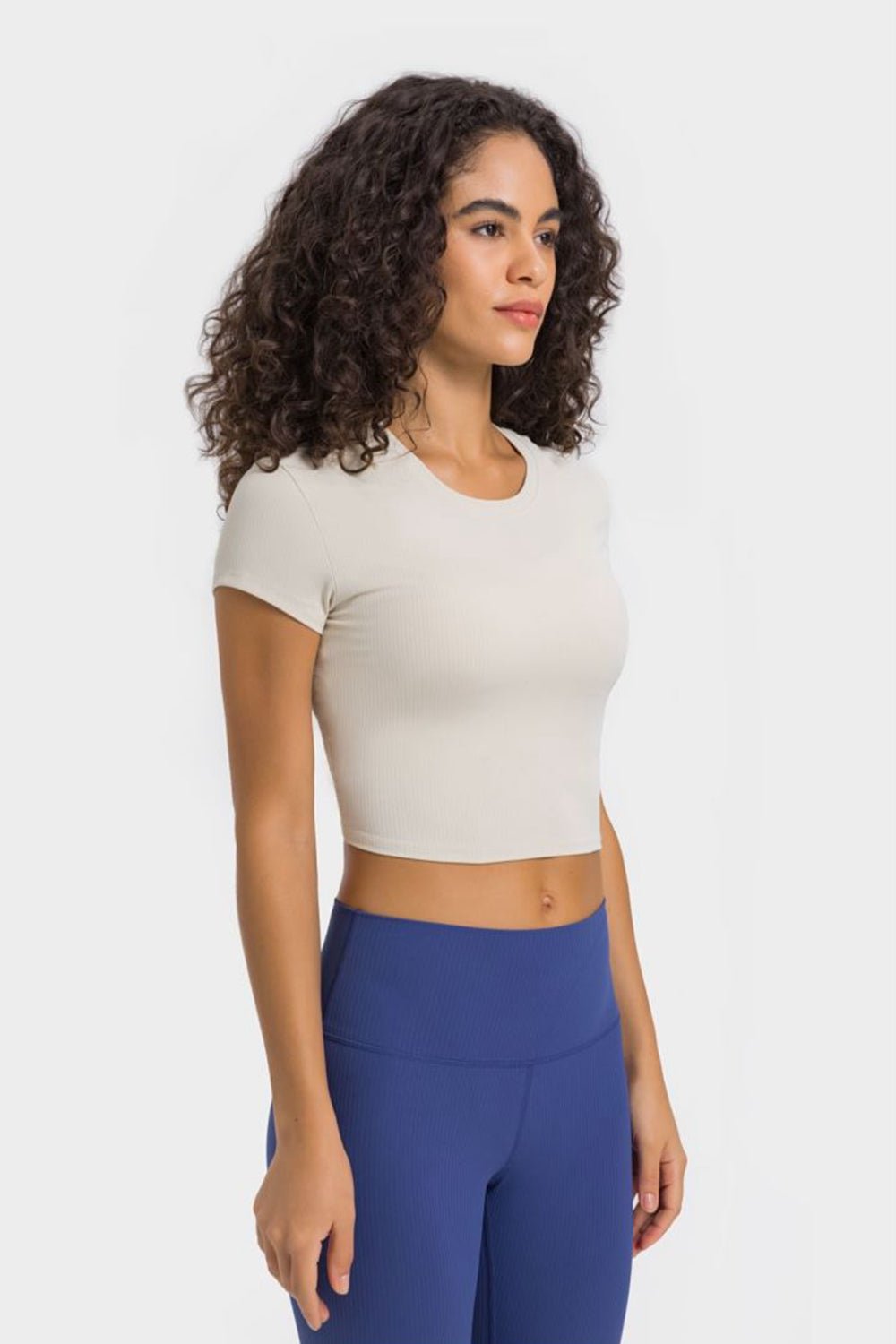 Modern Active Round Neck Cropped Sports T-Shirt - Kalizeh