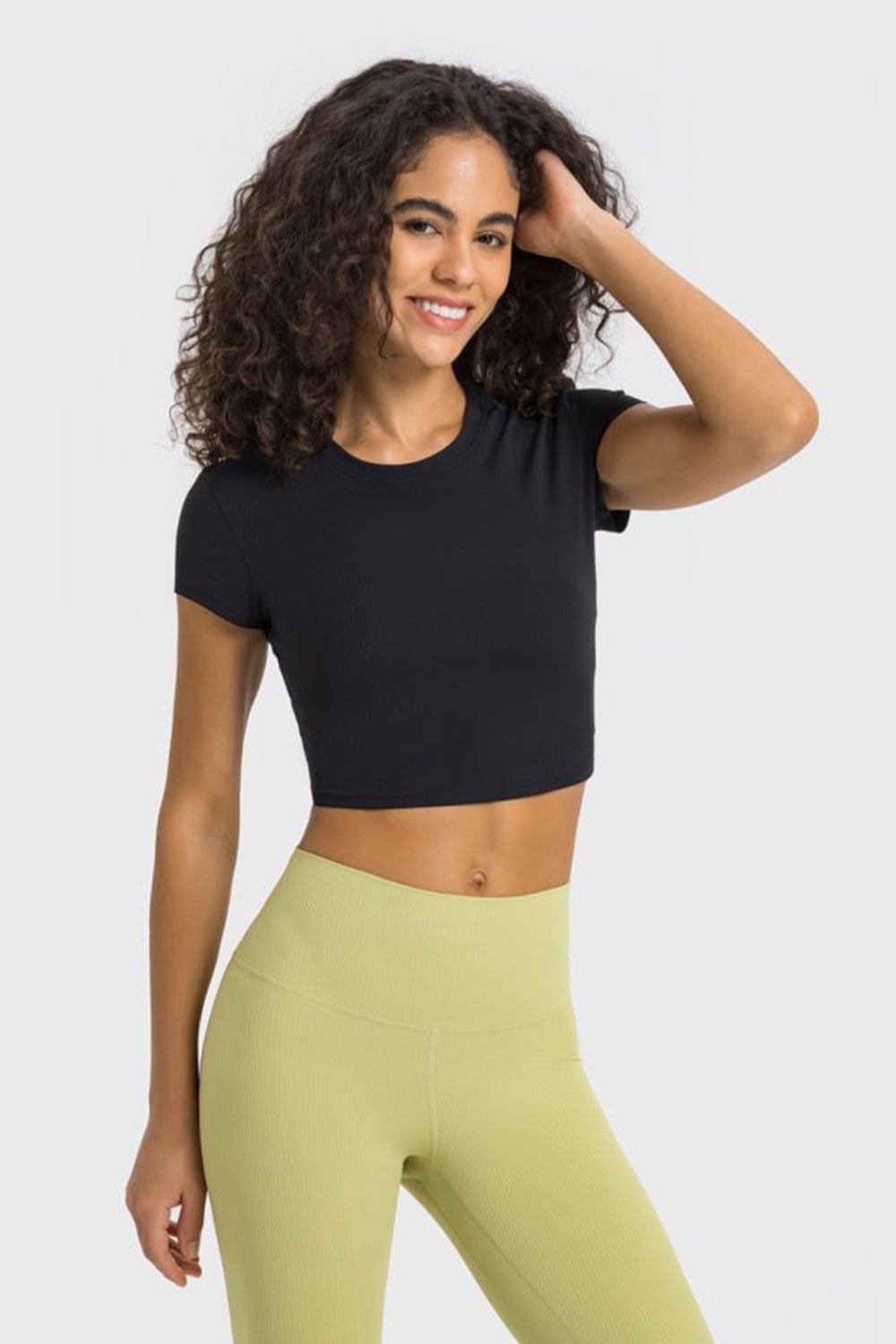 Modern Active Round Neck Cropped Sports T-Shirt - Kalizeh