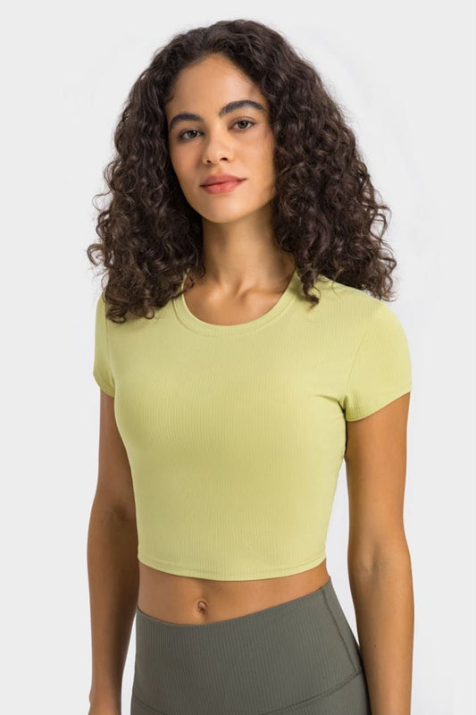 Modern Active Round Neck Cropped Sports T-Shirt - Kalizeh