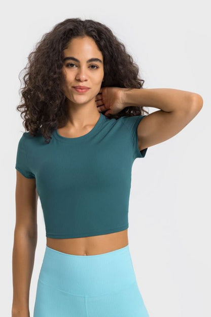 Modern Active Round Neck Cropped Sports T-Shirt - Kalizeh