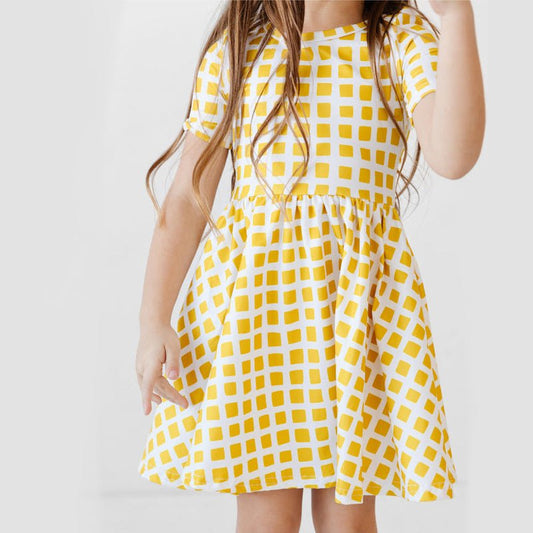 New Girls' Checkered Print Casual Summer Dress - Kalizeh