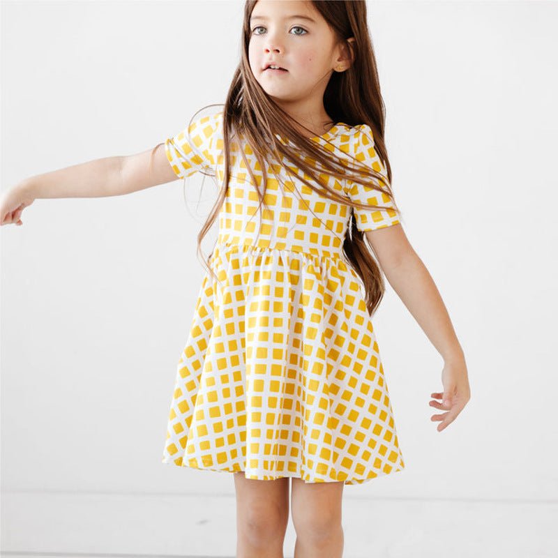 New Girls' Checkered Print Casual Summer Dress - Kalizeh