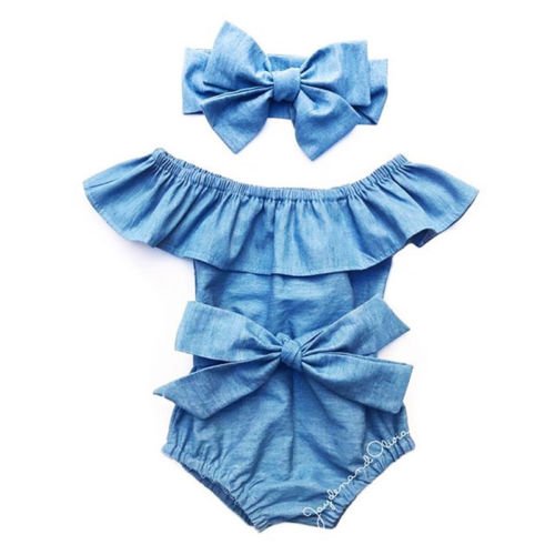 Newborn Baby Girls Front Bowknot Bodysuit - Kalizeh