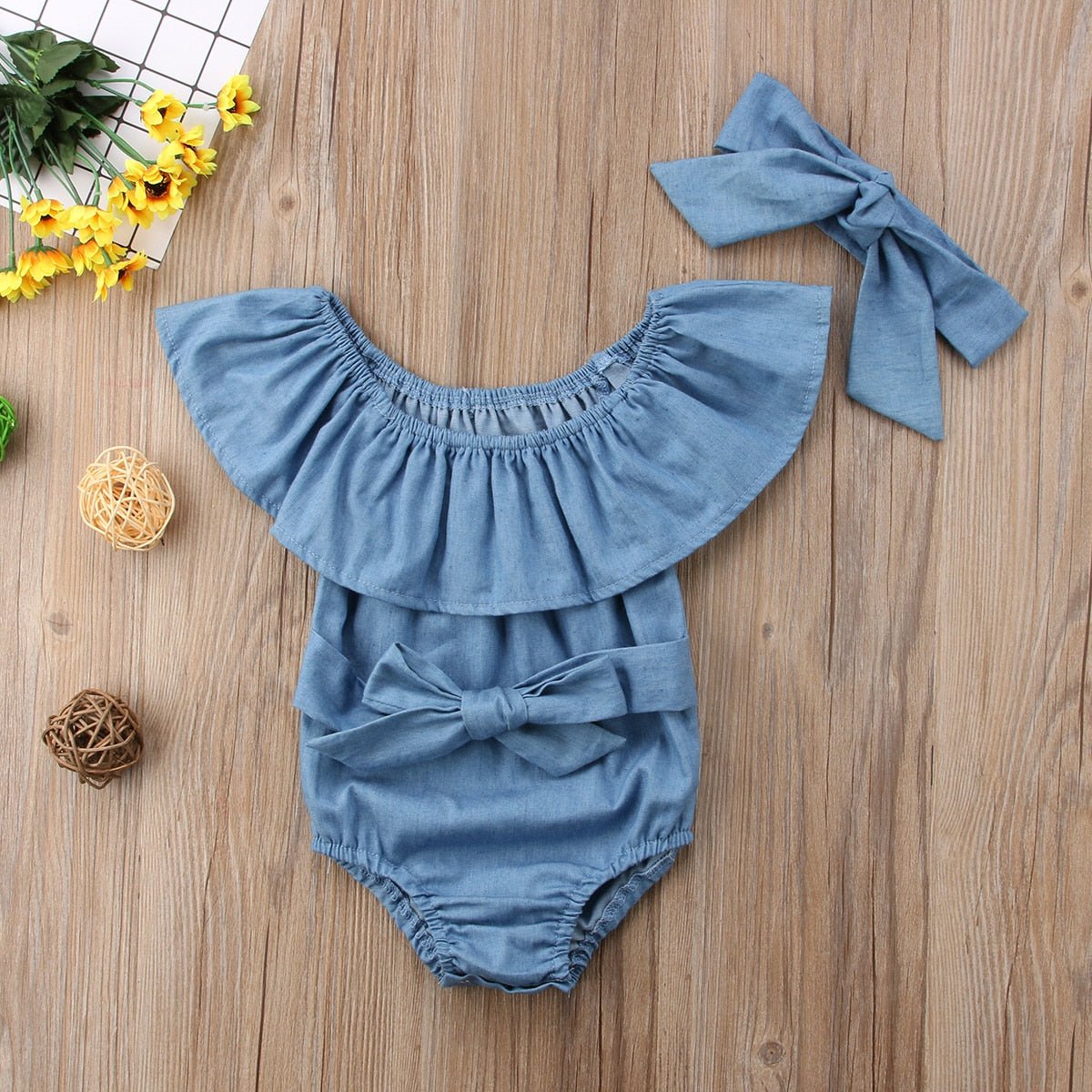 Newborn Baby Girls Front Bowknot Bodysuit - Kalizeh