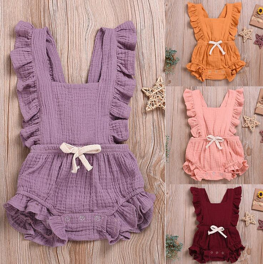 Newborn Baby Girls Sweet Ruffle Sleeveless Romper - Kalizeh