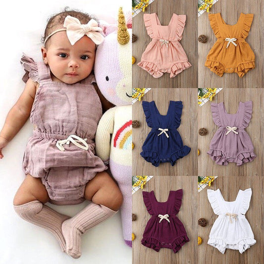 Newborn Baby Girls Sweet Ruffle Sleeveless Romper - Kalizeh