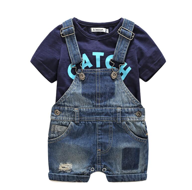 Newborn T-shirt and Denim Overalls Set - Kalizeh