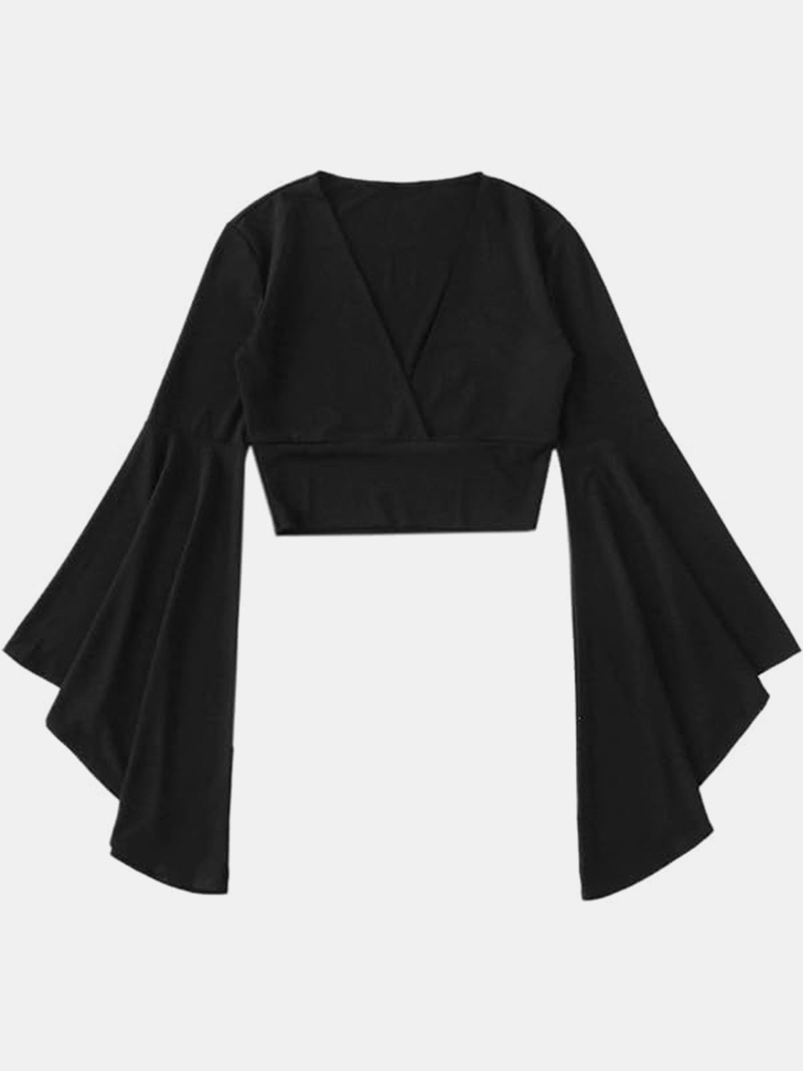 Plunge Flare Sleeve Cropped Top - Kalizeh