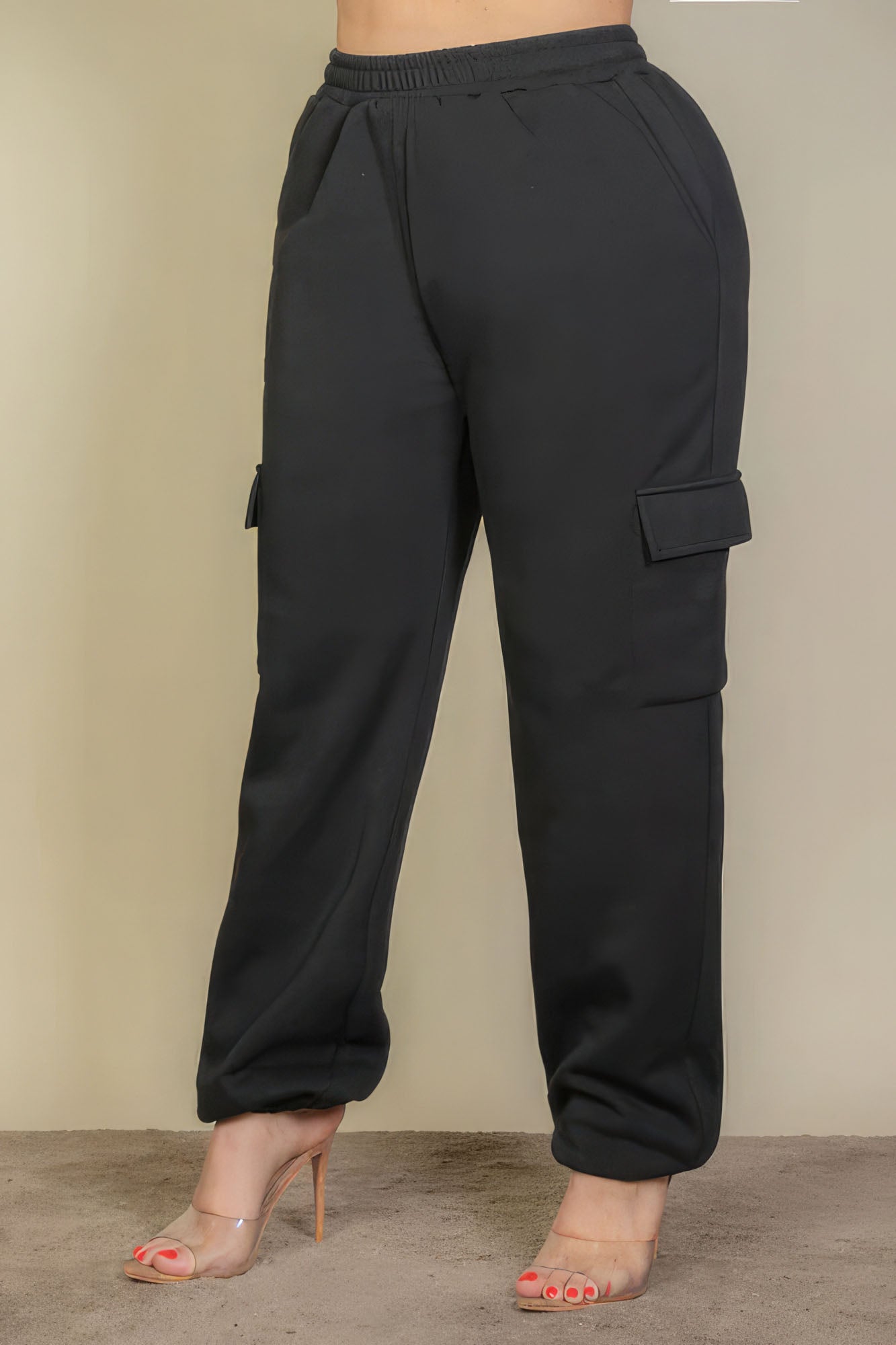 Plus Size Black Drawstring Waist Sweatpants - Kalizeh