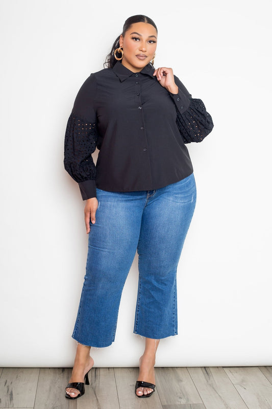 Plus Size Elegant Ebony Blouse - Kalizeh