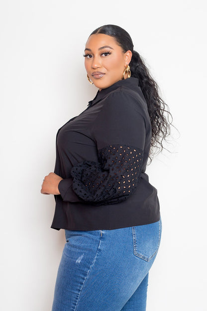 Plus Size Elegant Ebony Blouse - Kalizeh