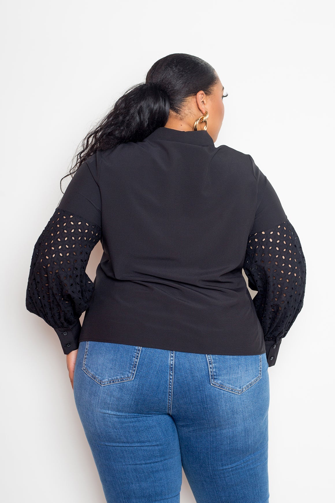 Plus Size Elegant Ebony Blouse - Kalizeh