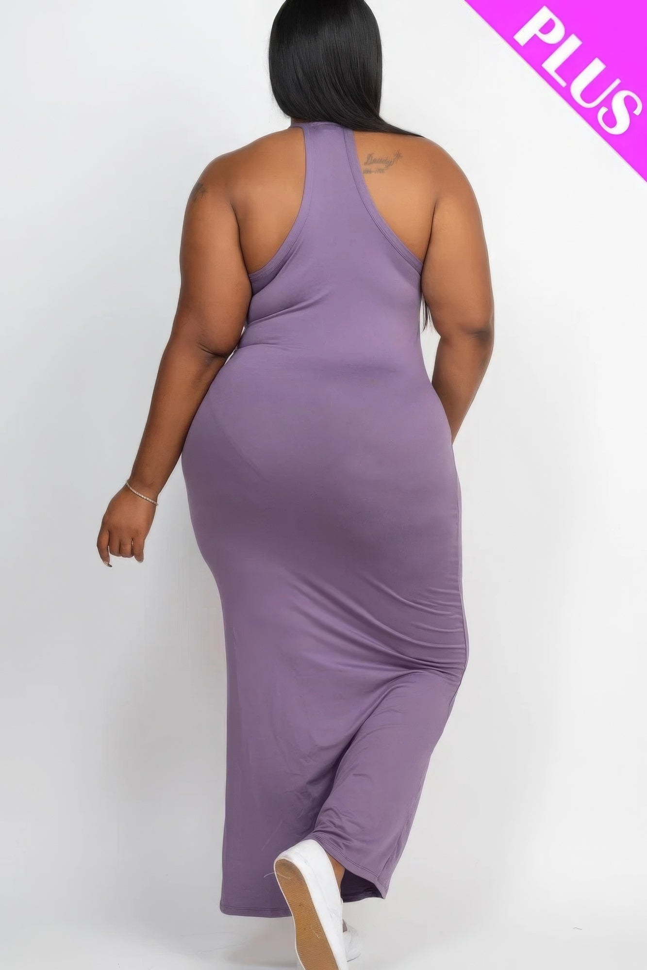 Plus Size Grape Sleeveless V-Neck Maxi Dress - Kalizeh