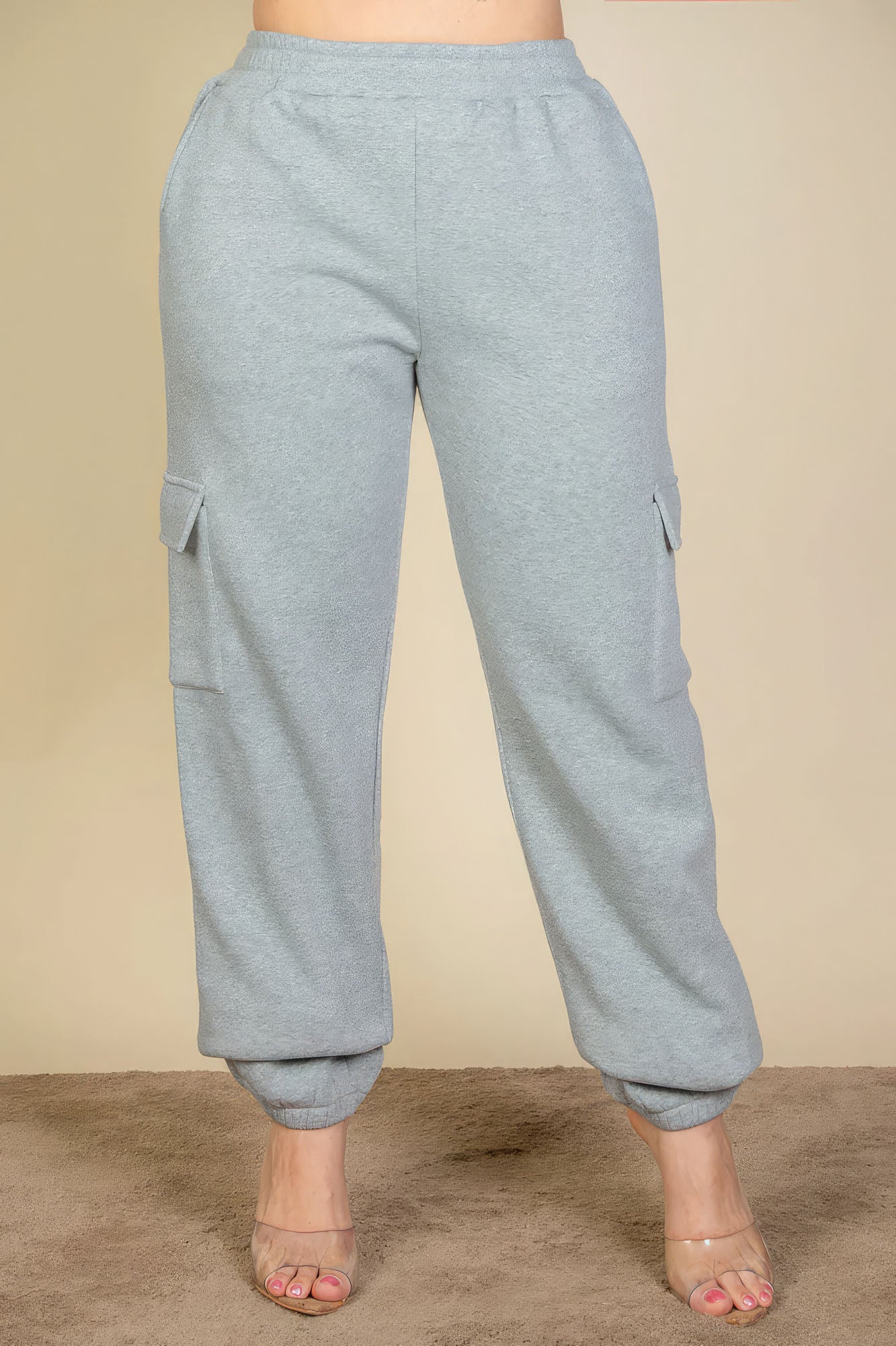 Plus Size Heather Grey Drawstring Waist Sweatpants - Kalizeh