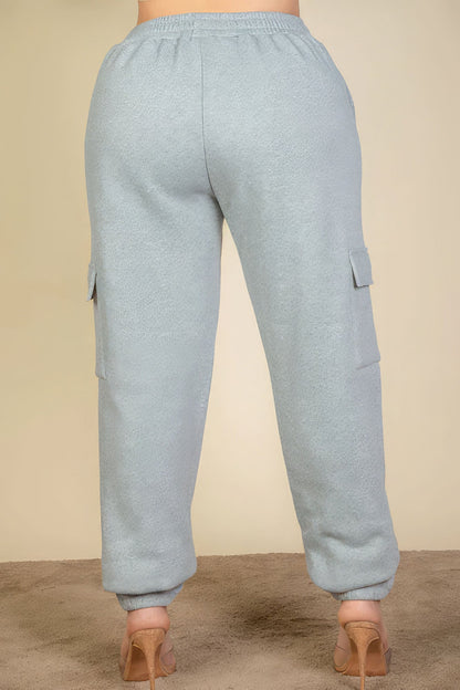 Plus Size Heather Grey Drawstring Waist Sweatpants - Kalizeh