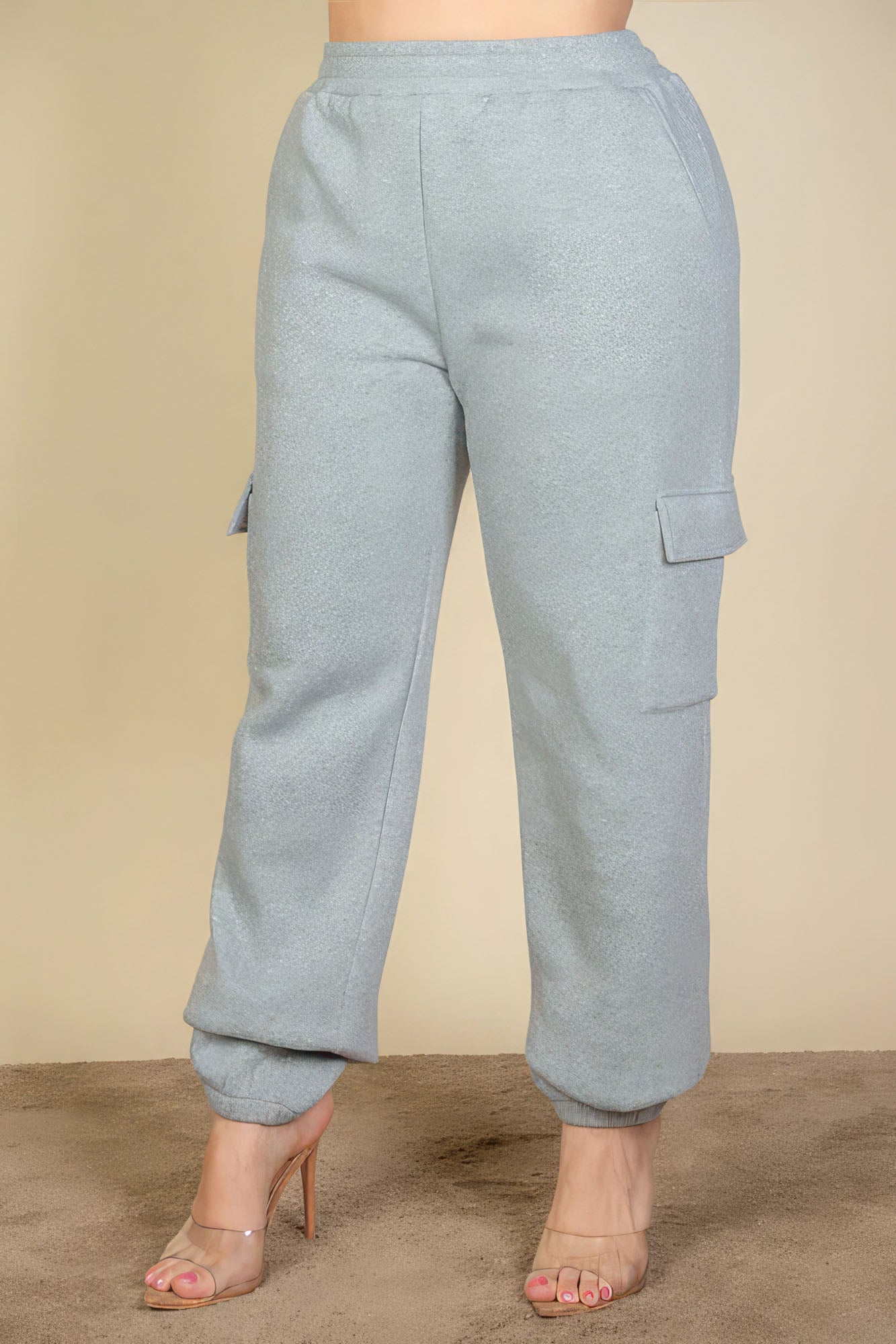 Plus Size Heather Grey Drawstring Waist Sweatpants - Kalizeh