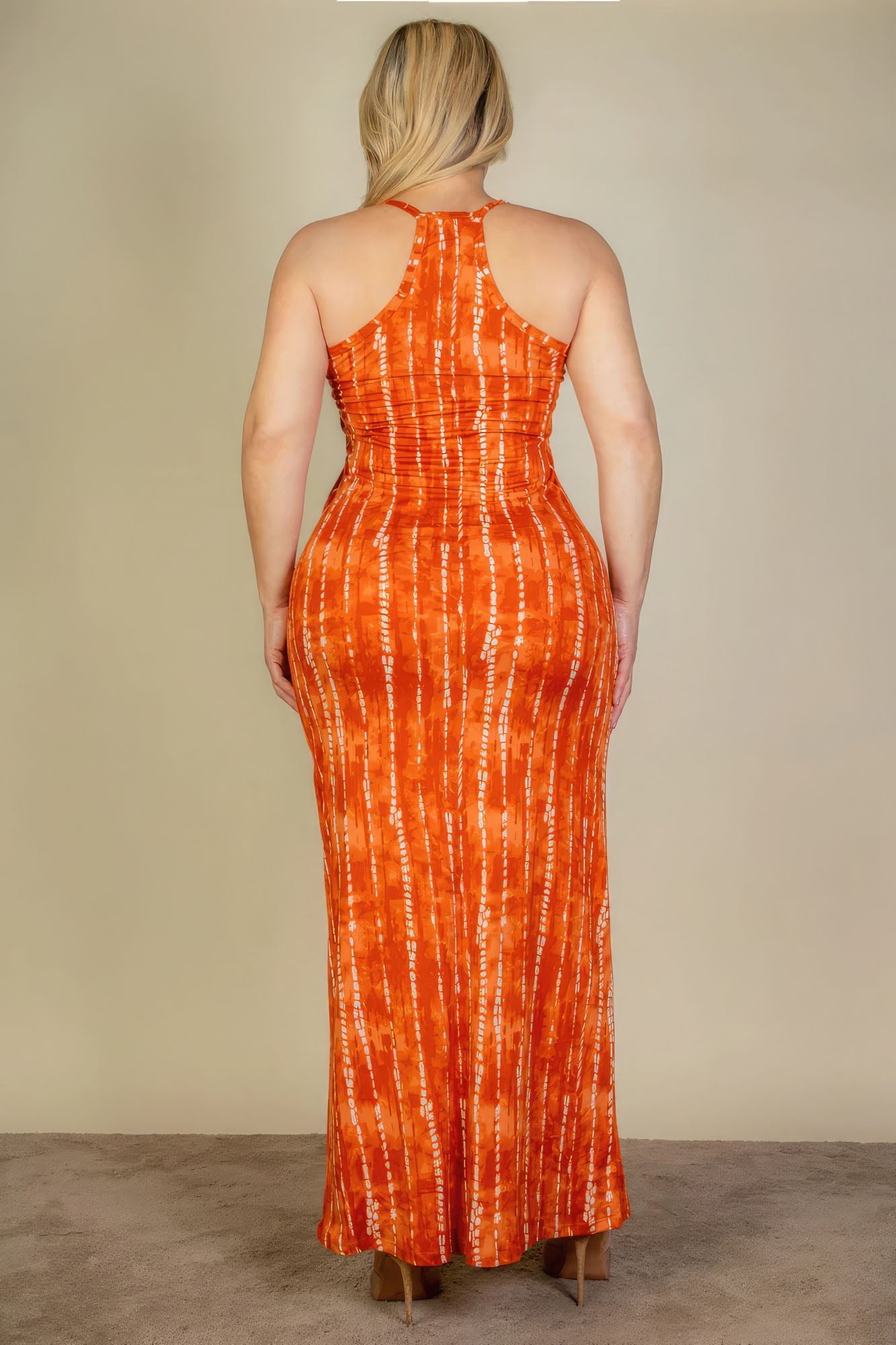 Plus Size Mango Tie Dye Printed Camisole Bodycon Maxi Dress - Kalizeh