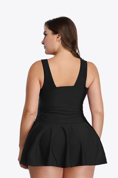 Plus Size Plunge Swim Dress - Kalizeh