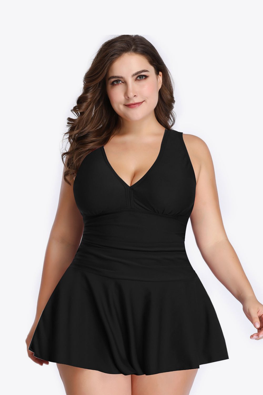 Plus Size Plunge Swim Dress - Kalizeh