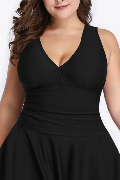 Plus Size Plunge Swim Dress - Kalizeh