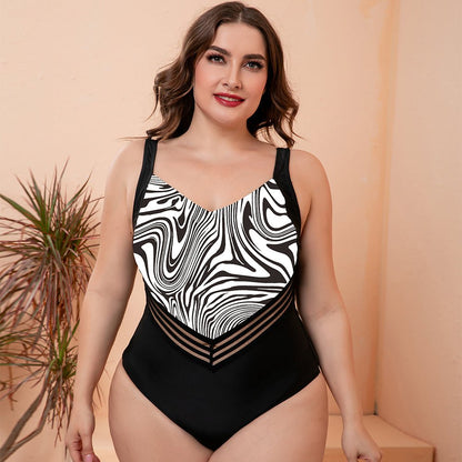 Plus Size Printed Sleeveless One-Piece Swimsuit - Kalizeh