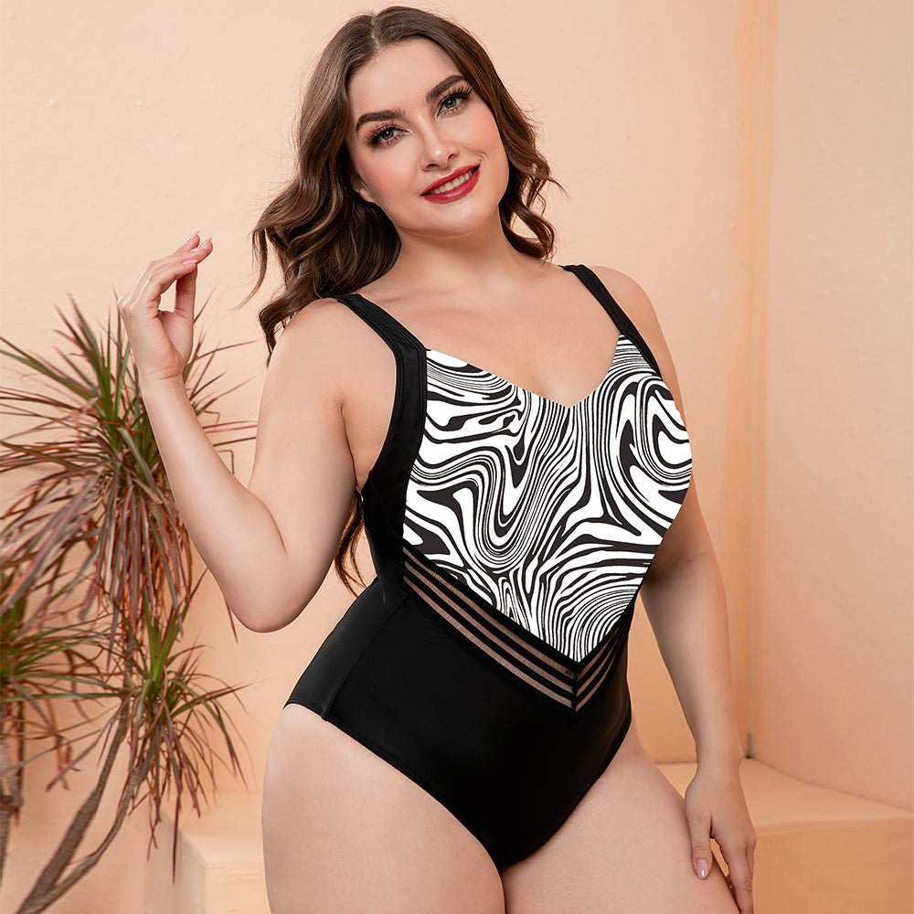 Plus Size Printed Sleeveless One-Piece Swimsuit - Kalizeh