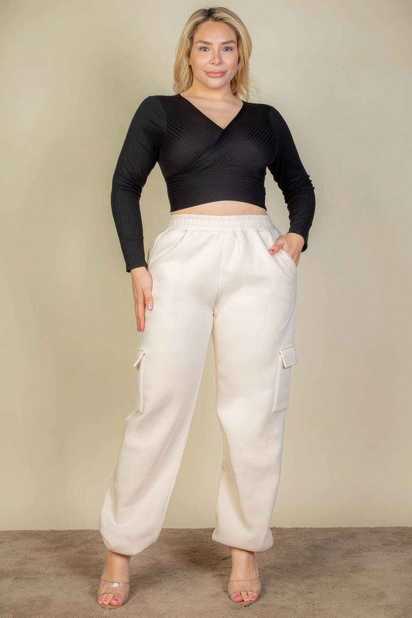 Plus Size Stone Drawstring Waist Sweatpants - Kalizeh