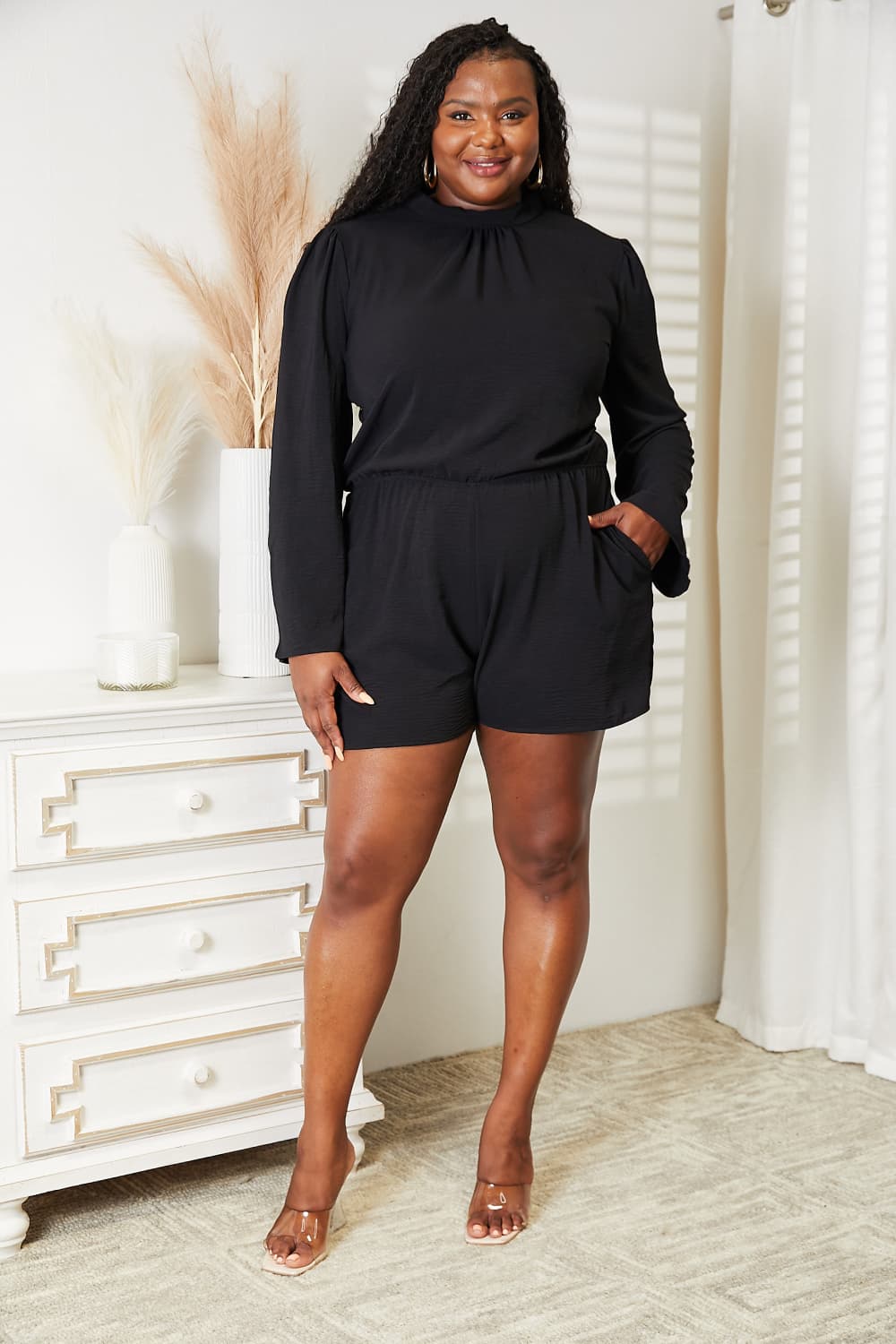 Plus Size Stylish Open Back Romper - Kalizeh