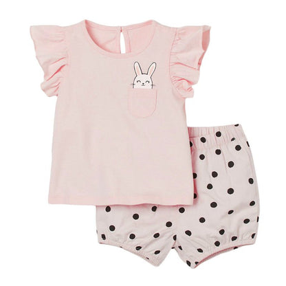 Polka Dot Knitted Cotton Girls' Suit Set - Kalizeh