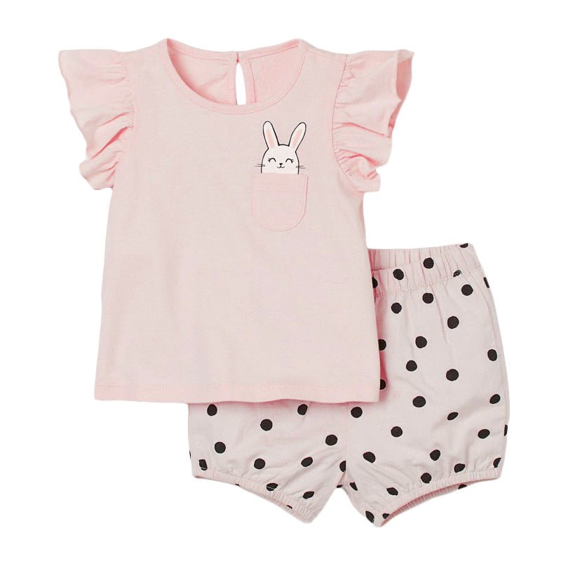 Polka Dot Knitted Cotton Girls' Suit Set - Kalizeh