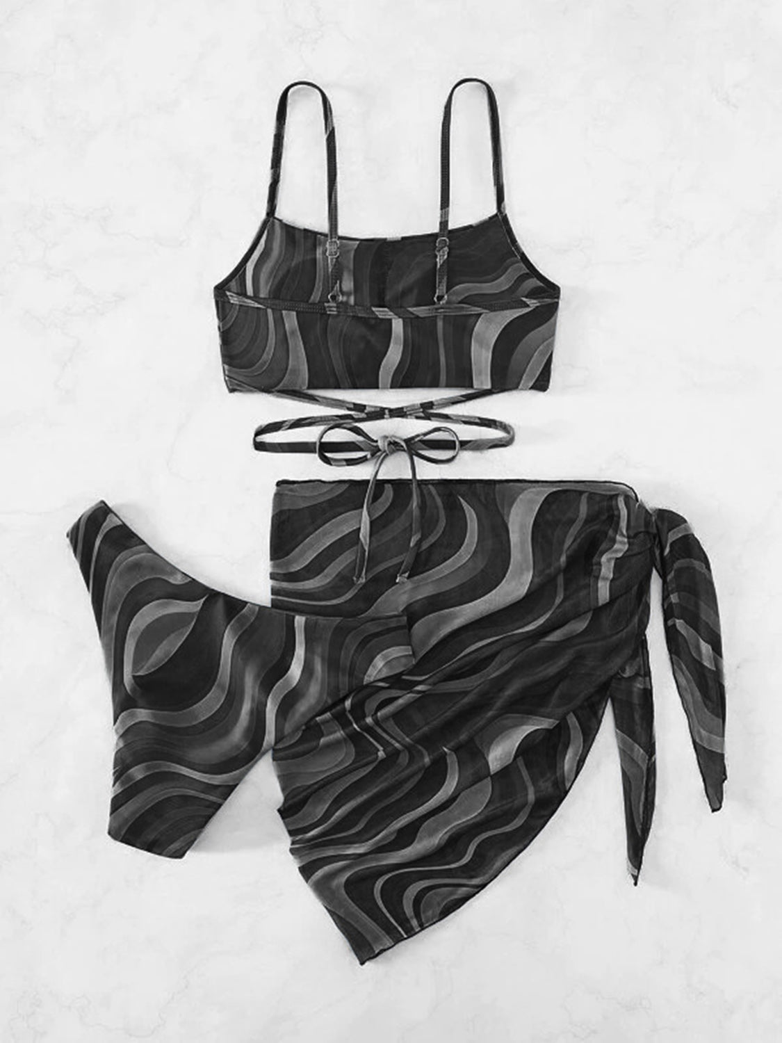 Printed Tied Three-Piece Swim Set - Kalizeh