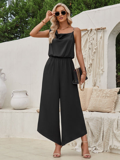 Radiant Grace Asymmetrical Neck Jumpsuit - Kalizeh