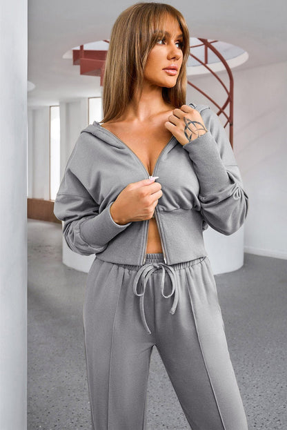 Relaxed Active Style Hoodie and Drawstring Pants Active Set - Kalizeh