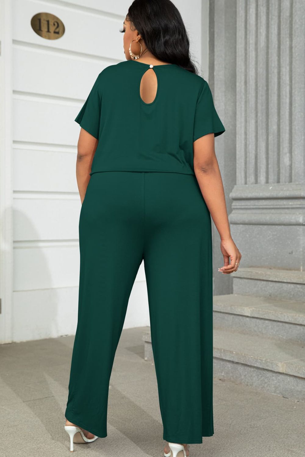 Relaxed Style Plus Size Short Sleeve Jumpsuit - Kalizeh