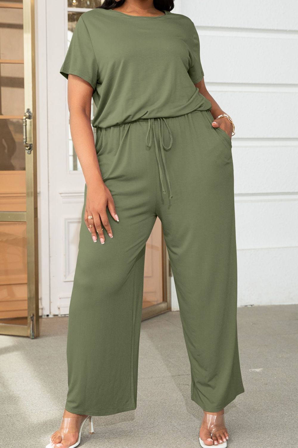 Relaxed Style Plus Size Short Sleeve Jumpsuit - Kalizeh