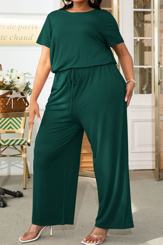 Relaxed Style Plus Size Short Sleeve Jumpsuit - Kalizeh