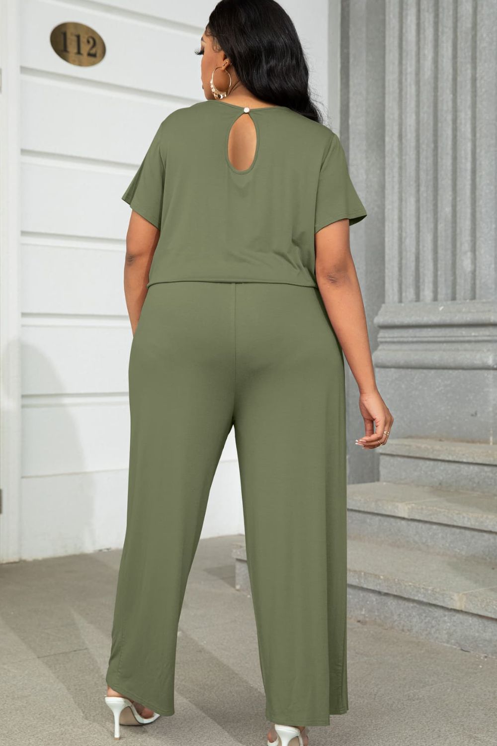 Relaxed Style Plus Size Short Sleeve Jumpsuit - Kalizeh