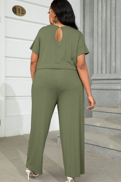 Relaxed Style Plus Size Short Sleeve Jumpsuit - Kalizeh