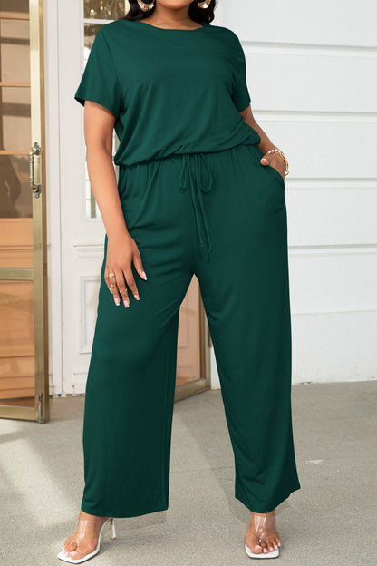 Relaxed Style Plus Size Short Sleeve Jumpsuit - Kalizeh