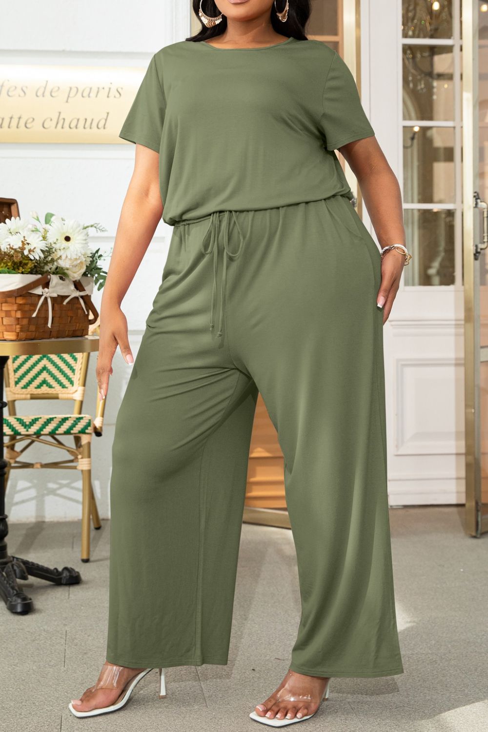 Relaxed Style Plus Size Short Sleeve Jumpsuit - Kalizeh