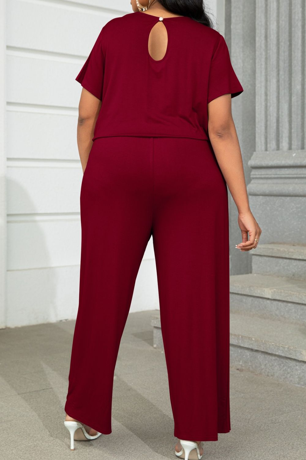 Relaxed Style Plus Size Short Sleeve Jumpsuit - Kalizeh