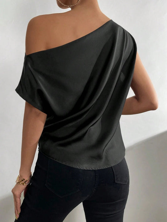 Ruched Single Shoulder Blouse - Kalizeh