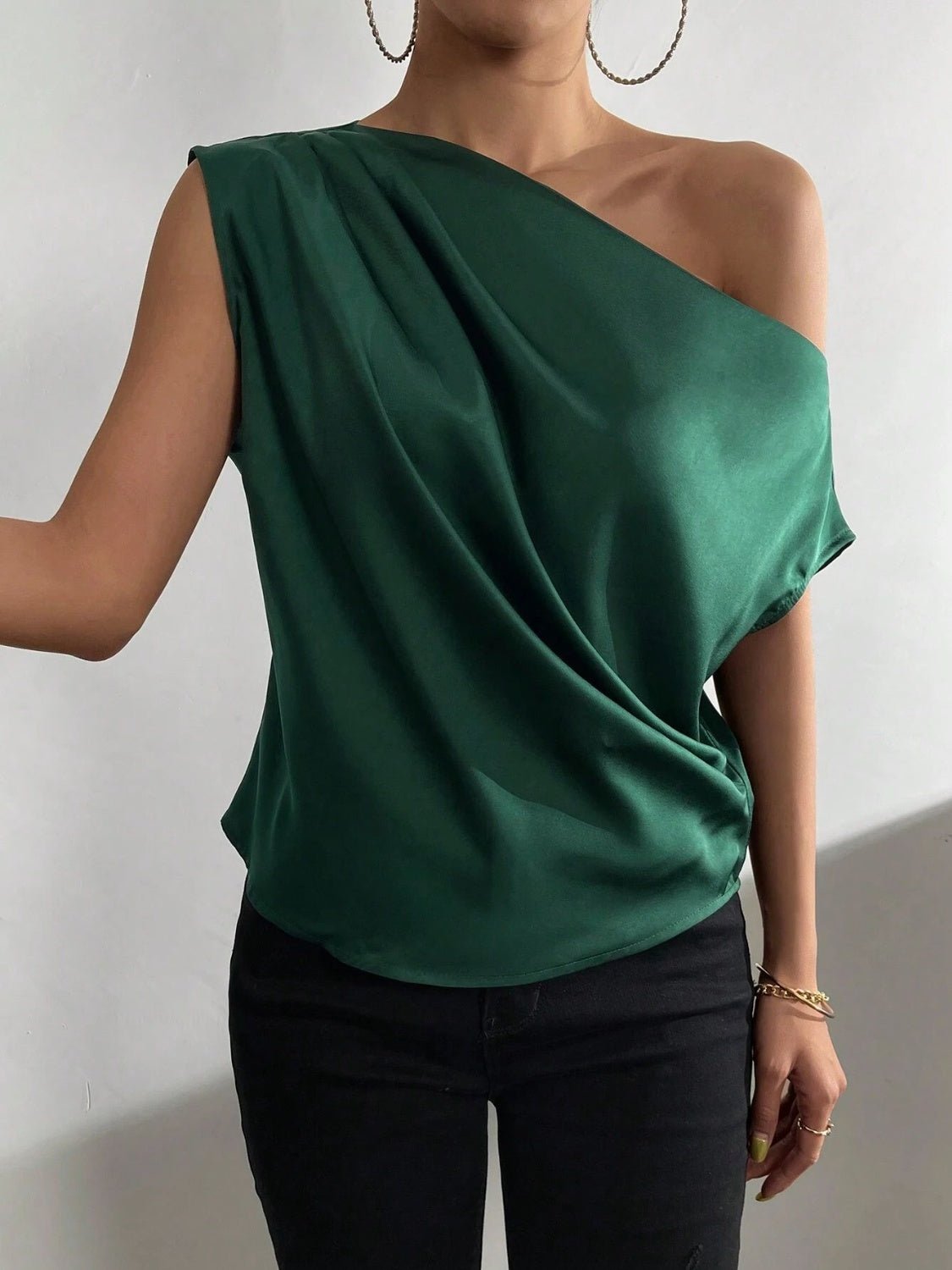 Ruched Single Shoulder Blouse - Kalizeh