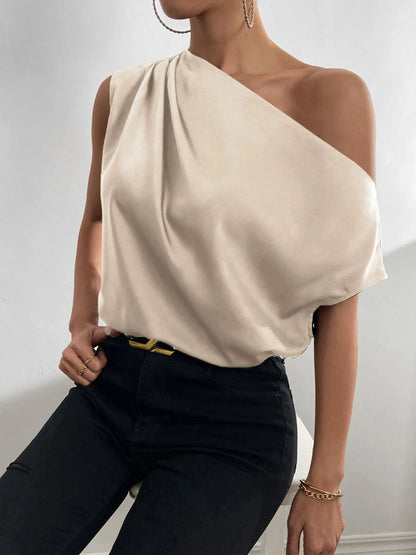 Ruched Single Shoulder Blouse - Kalizeh