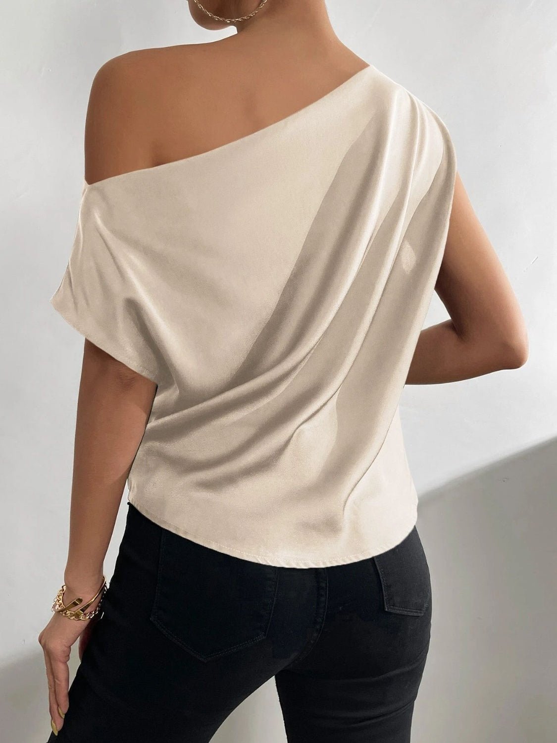 Ruched Single Shoulder Blouse - Kalizeh